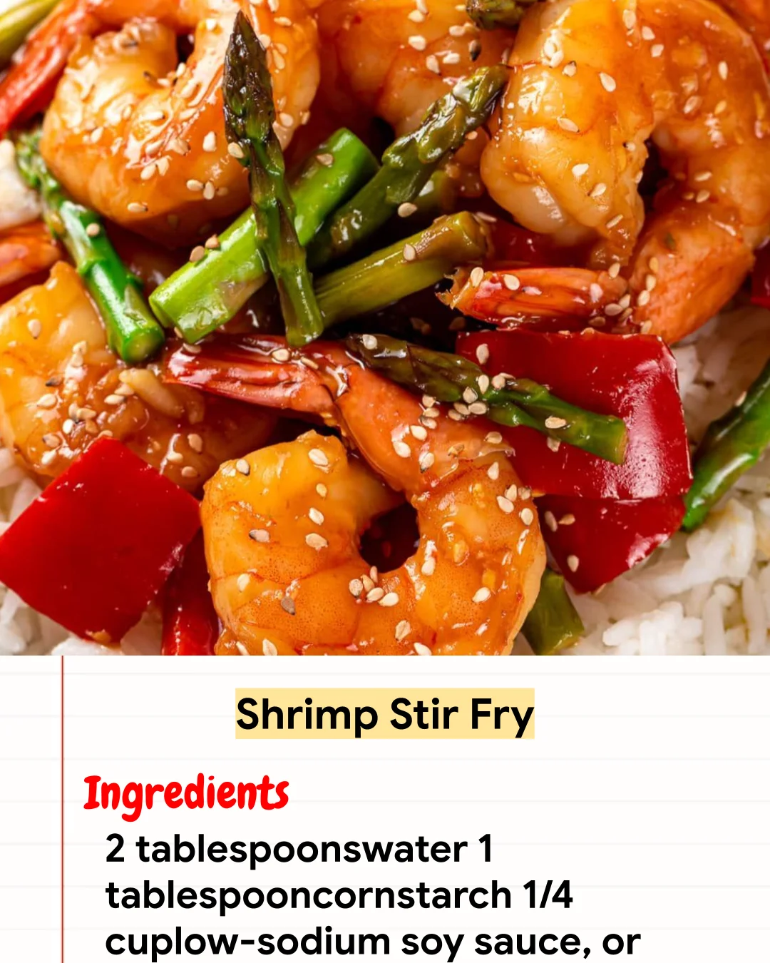 High protein Recipe Shrimp Stir Fry