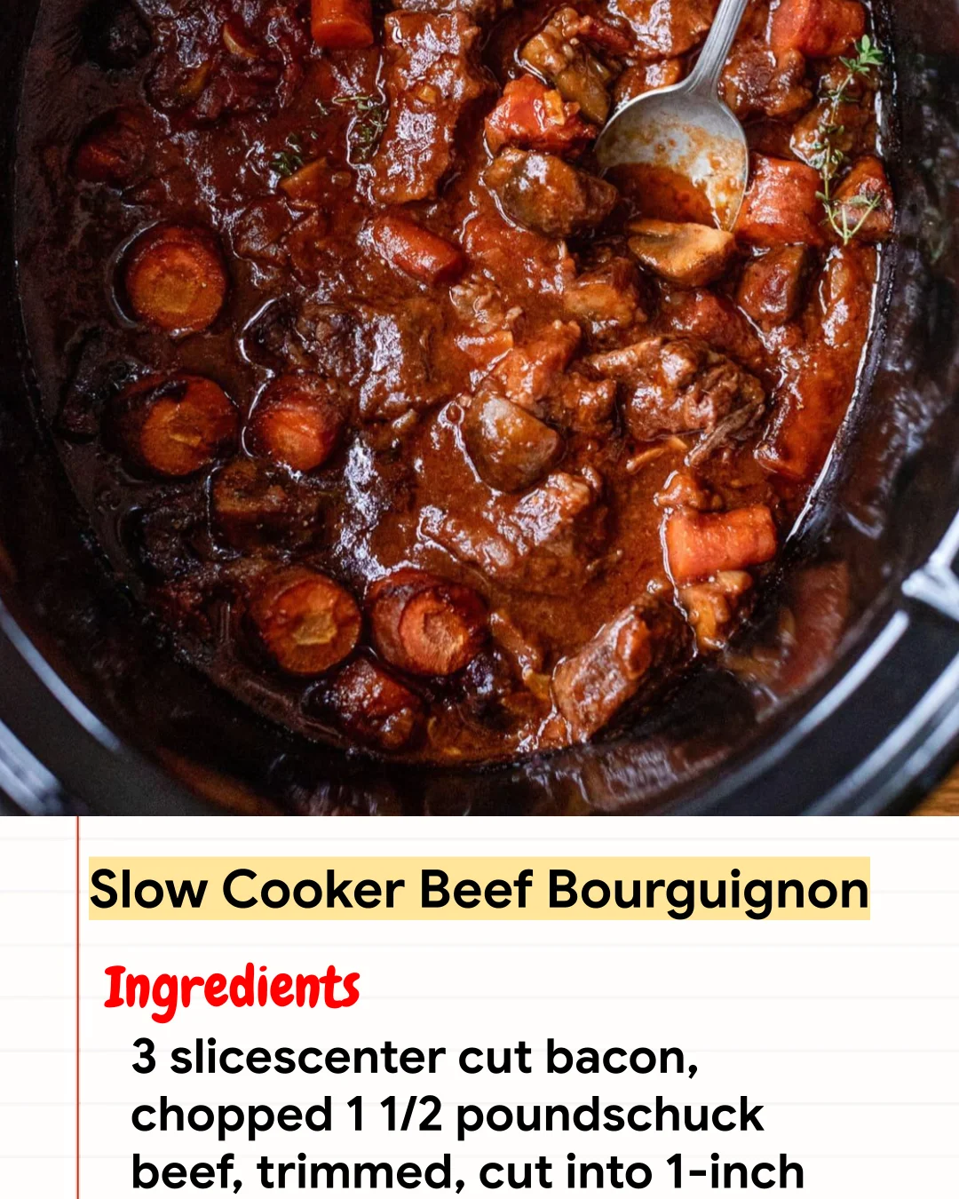 High protein Recipe Slow Cooker Beef Bourguignon