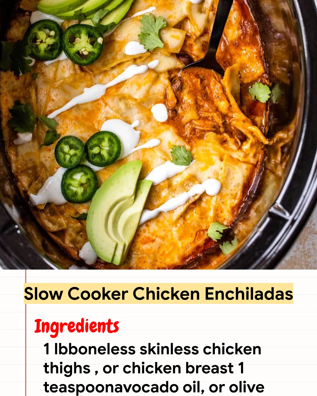 High protein Recipe Slow Cooker Chicken Enchiladas