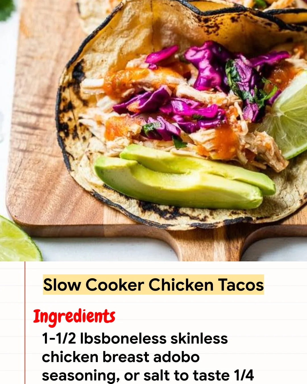 High protein Recipe Slow Cooker Chicken Tacos