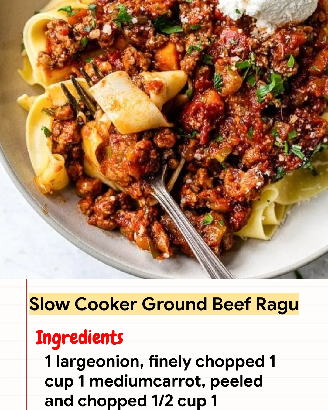High protein Recipe Slow Cooker Ground Beef Ragu