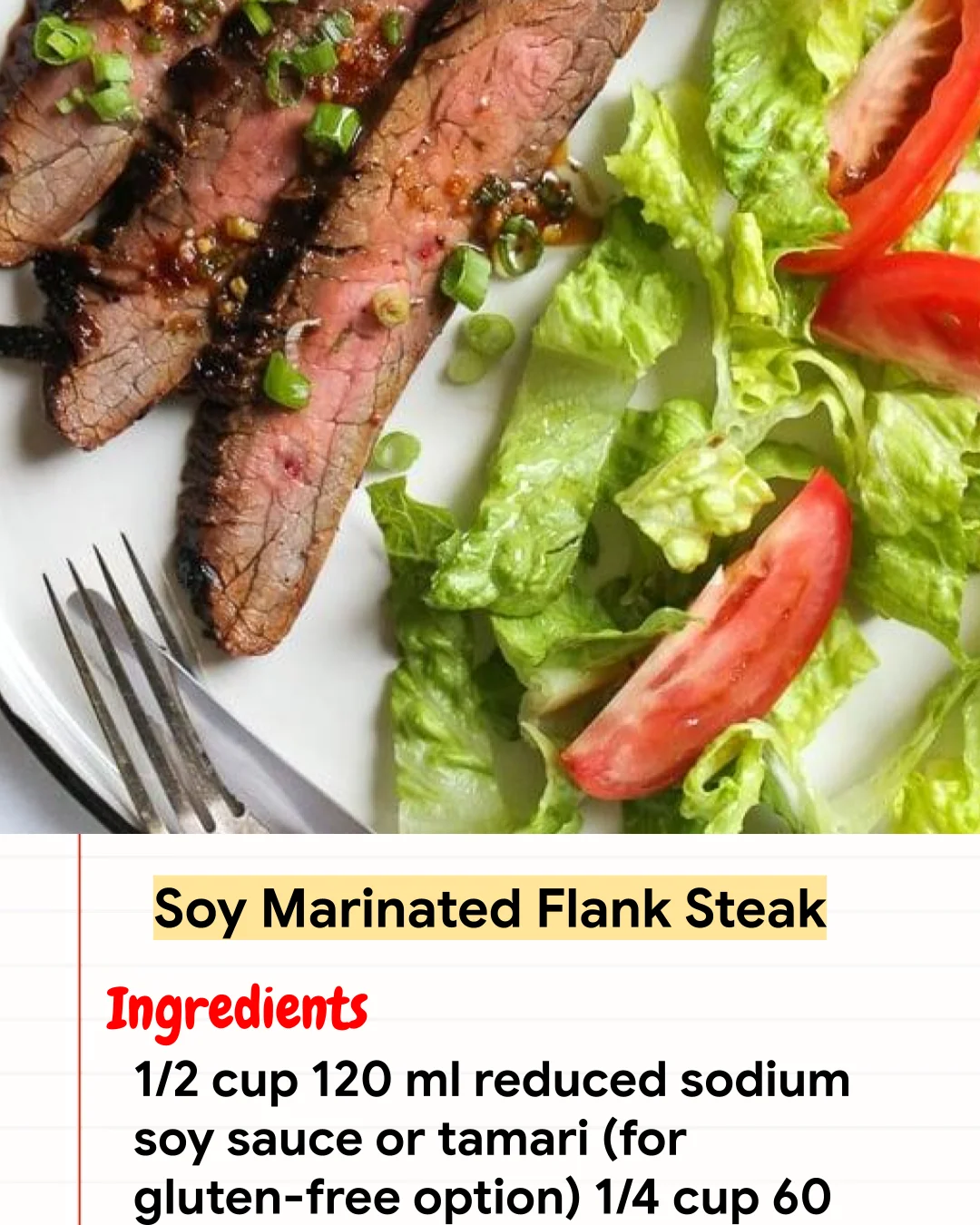 High protein Recipe Soy Marinated Flank Steak