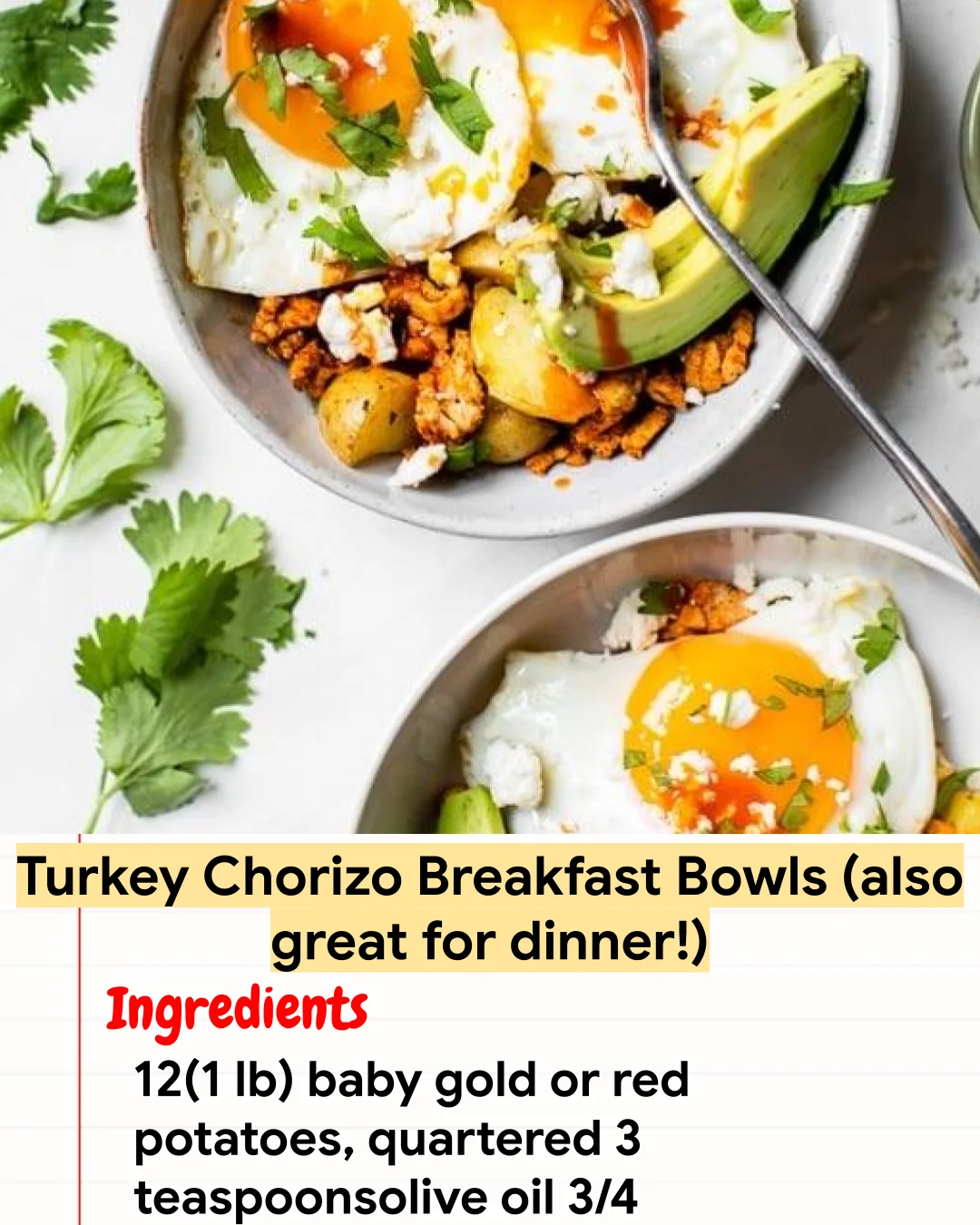 High protein Recipe Turkey Chorizo Breakfast Bowls (also great for dinner!)
