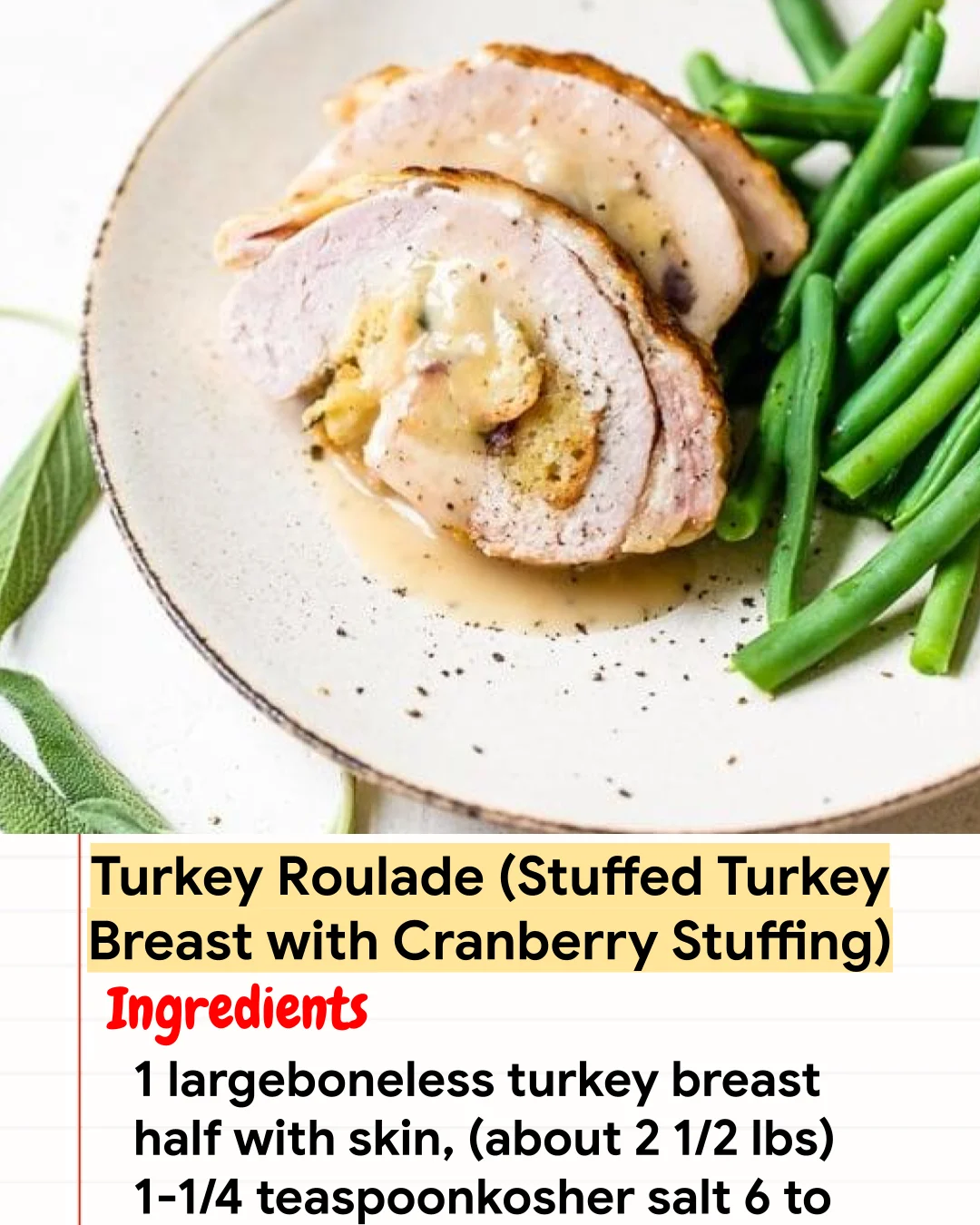 High protein Recipe Turkey Roulade (Stuffed Turkey Breast with Cranberry Stuffing)