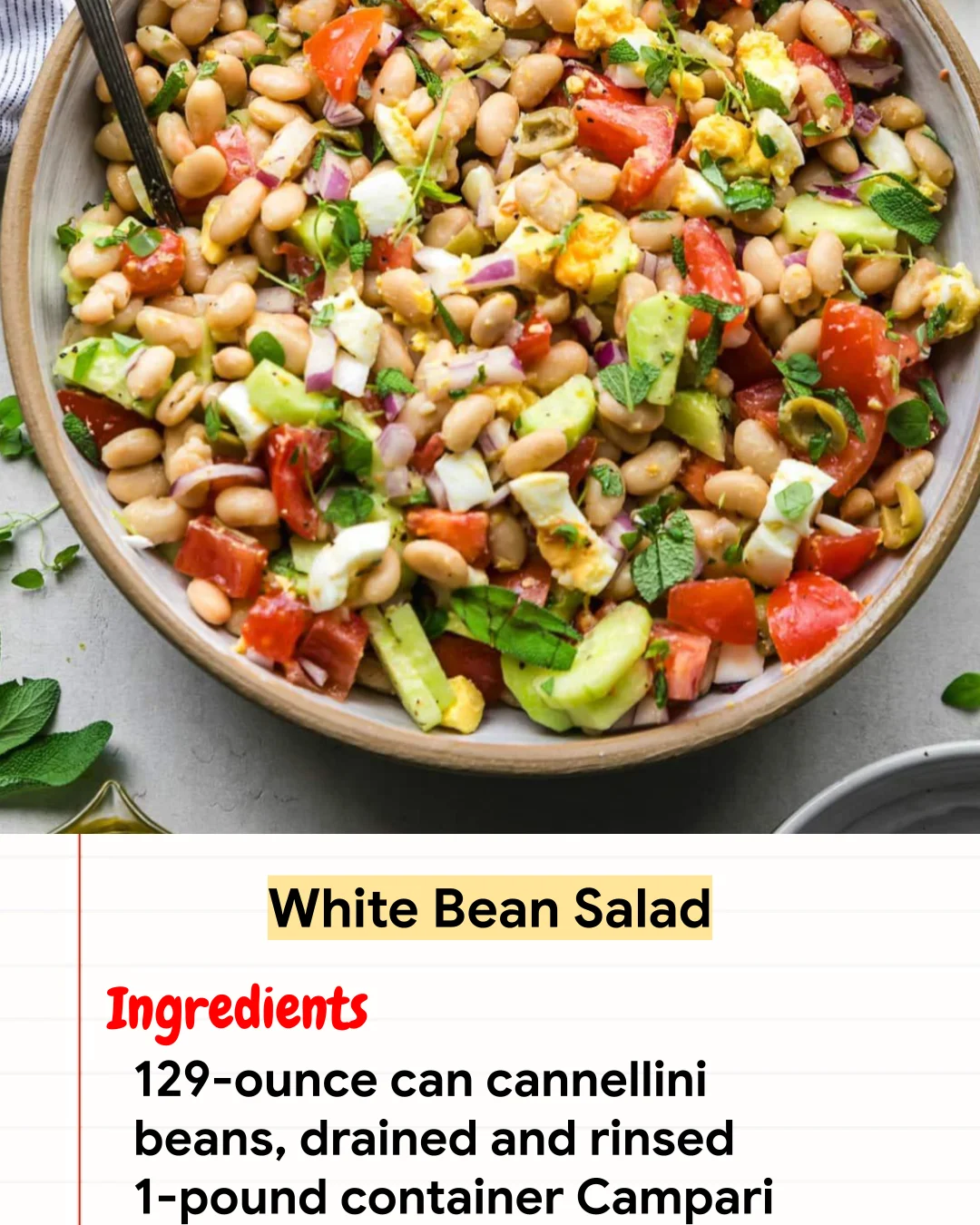 High protein Recipe White Bean Salad