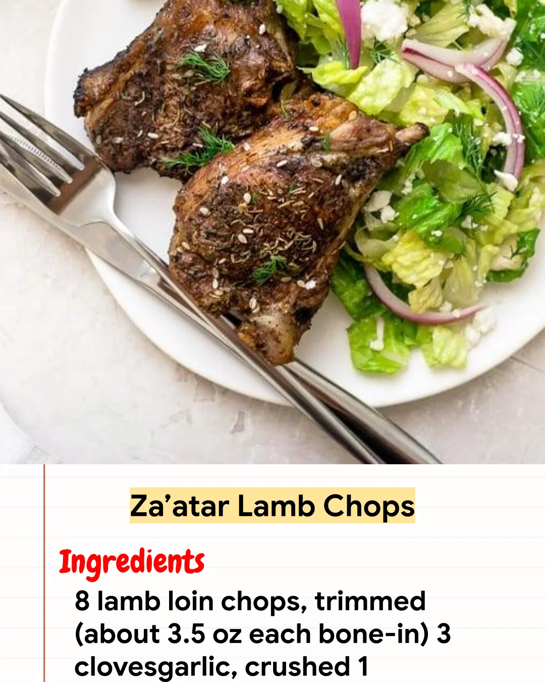 High protein Recipe Za’atar Lamb Chops