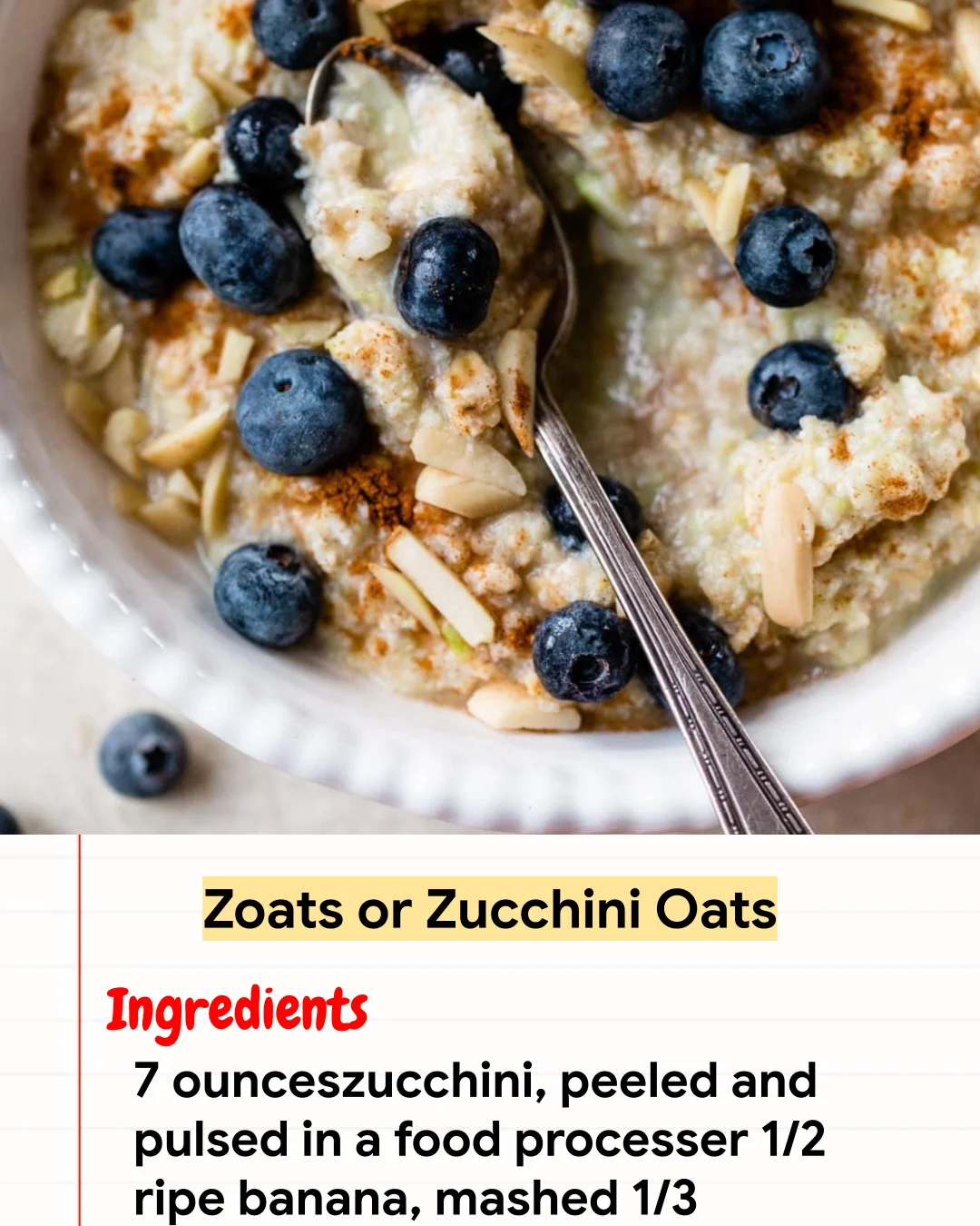 High protein Recipe Zoats or Zucchini Oats