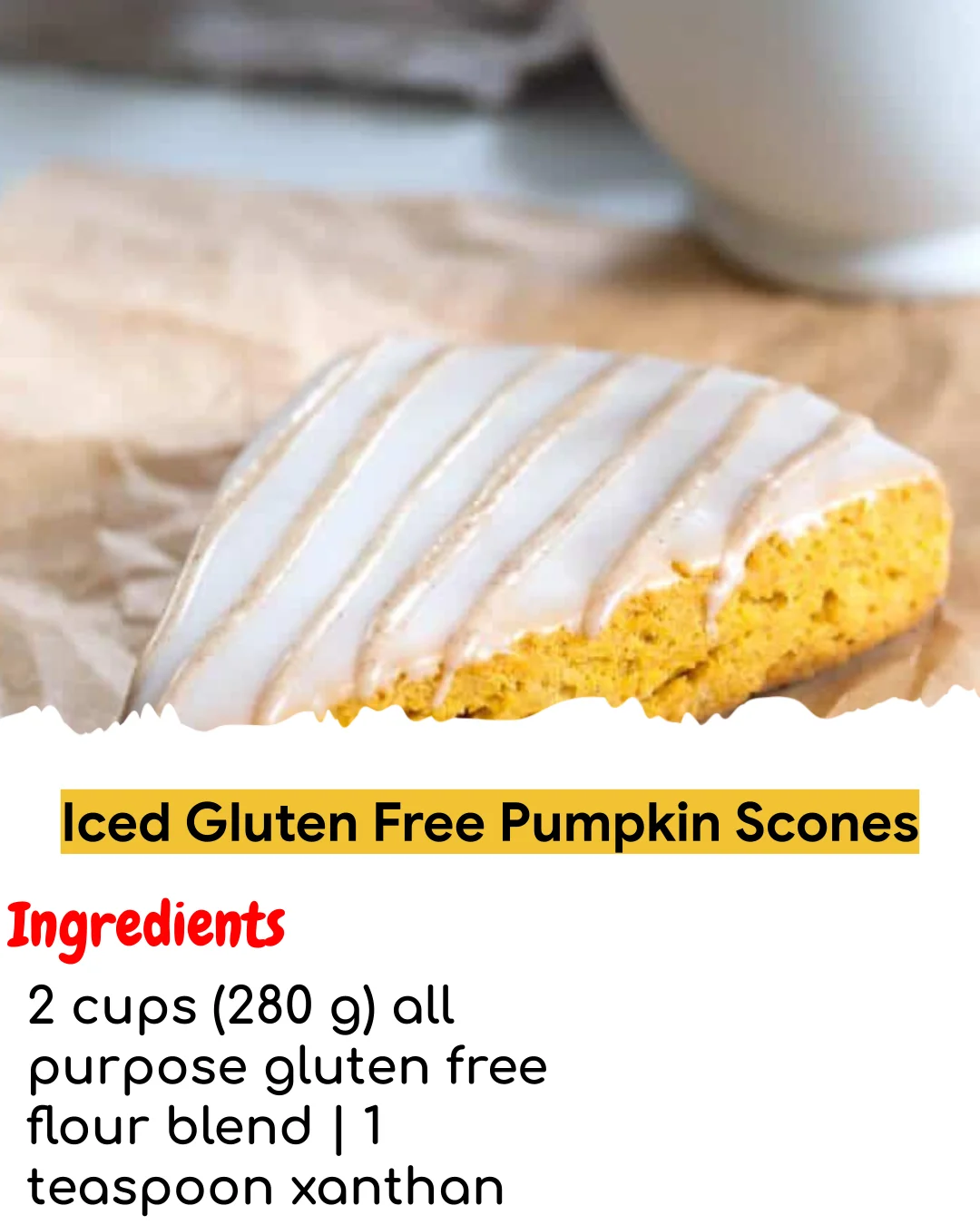Iced Gluten Free Pumpkin Scones (Easy 60-Minute)