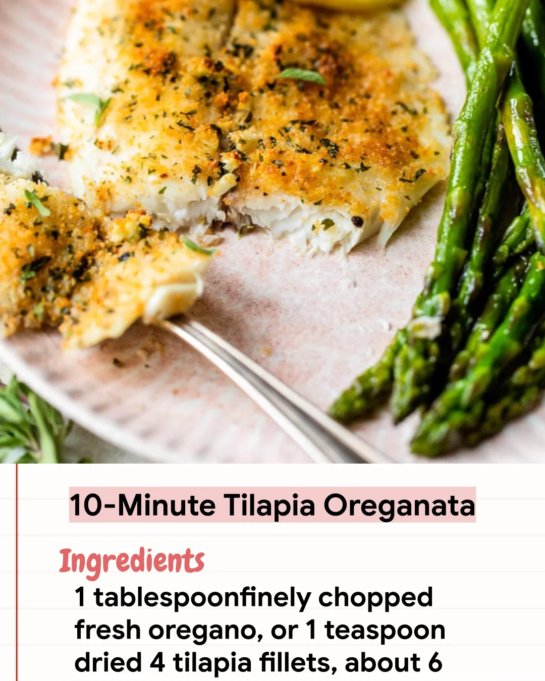 Low Carb Recipe 10-Minute Tilapia Oreganata