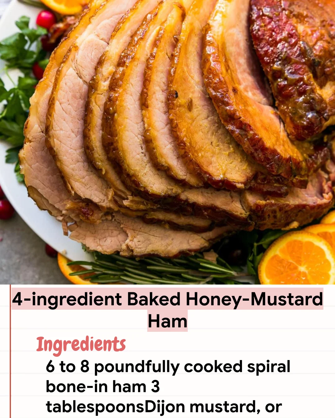 Low Carb Recipe 4-ingredient Baked Honey-Mustard Ham