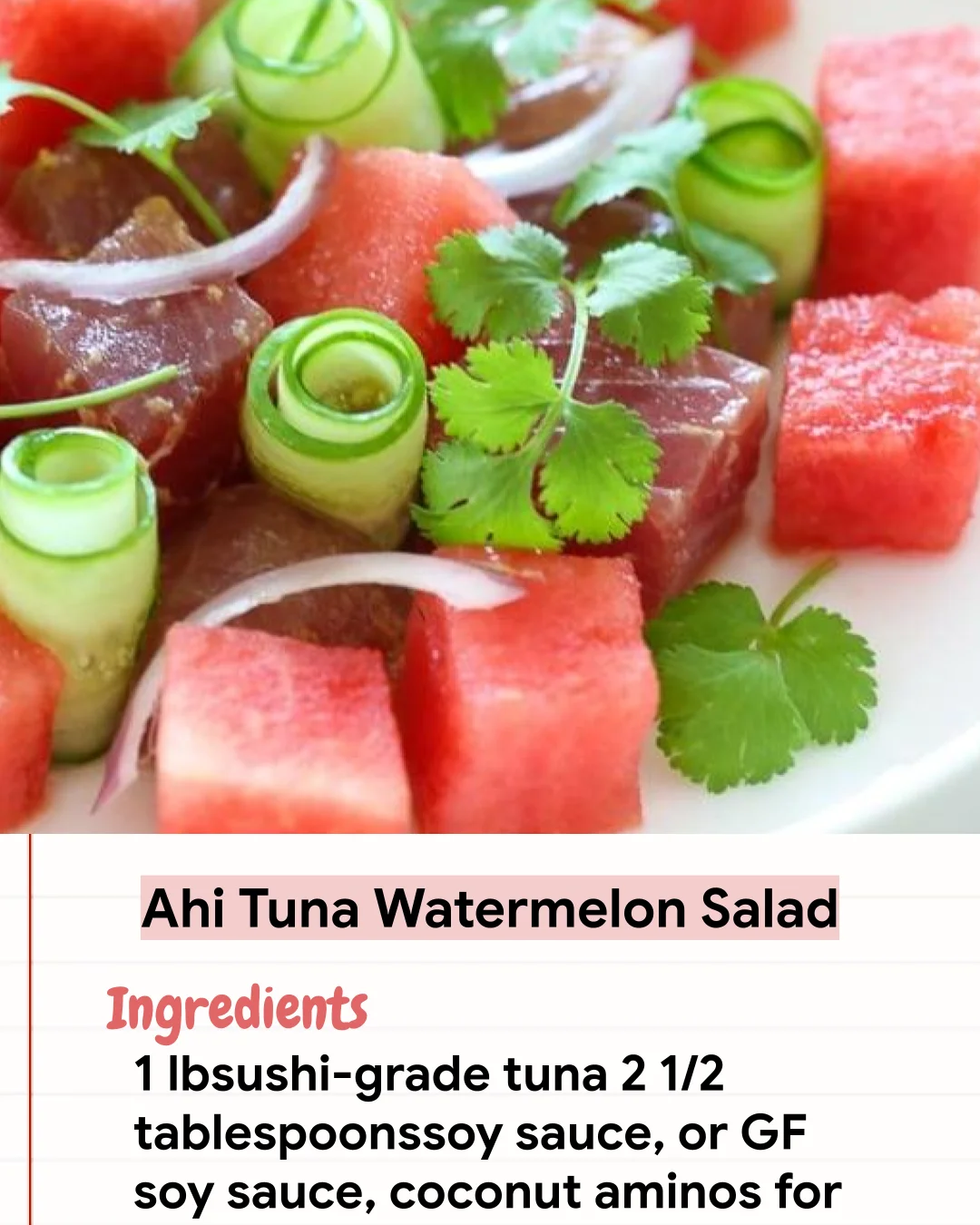 Low Carb Recipe Ahi Tuna Watermelon Salad