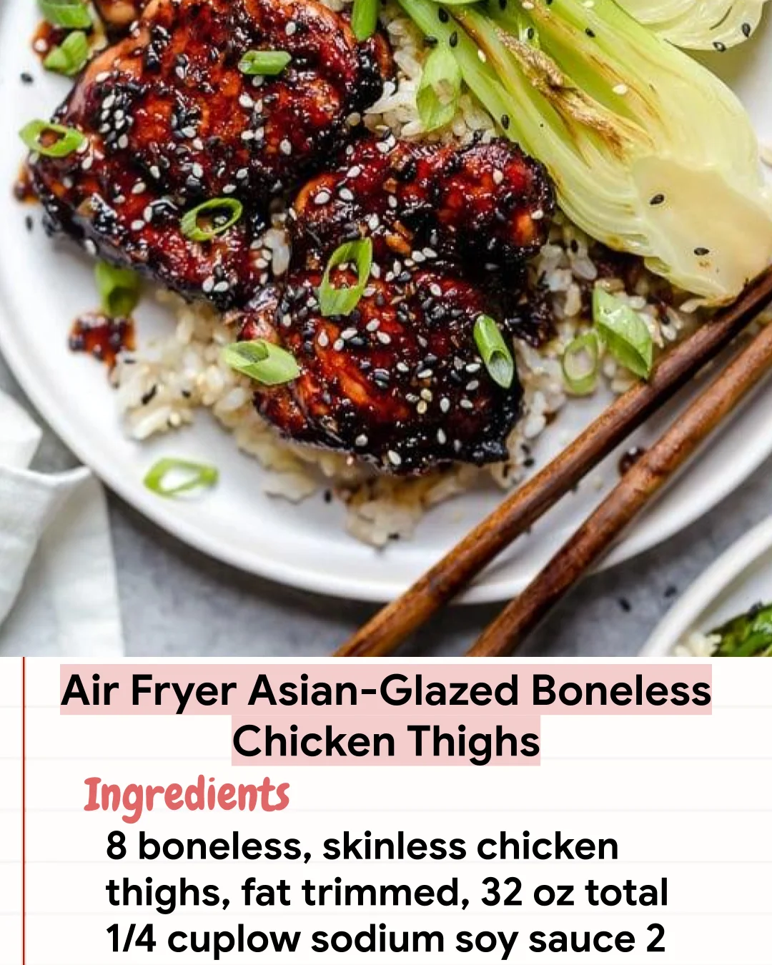 Low Carb Recipe Air Fryer Asian-Glazed Boneless Chicken Thighs