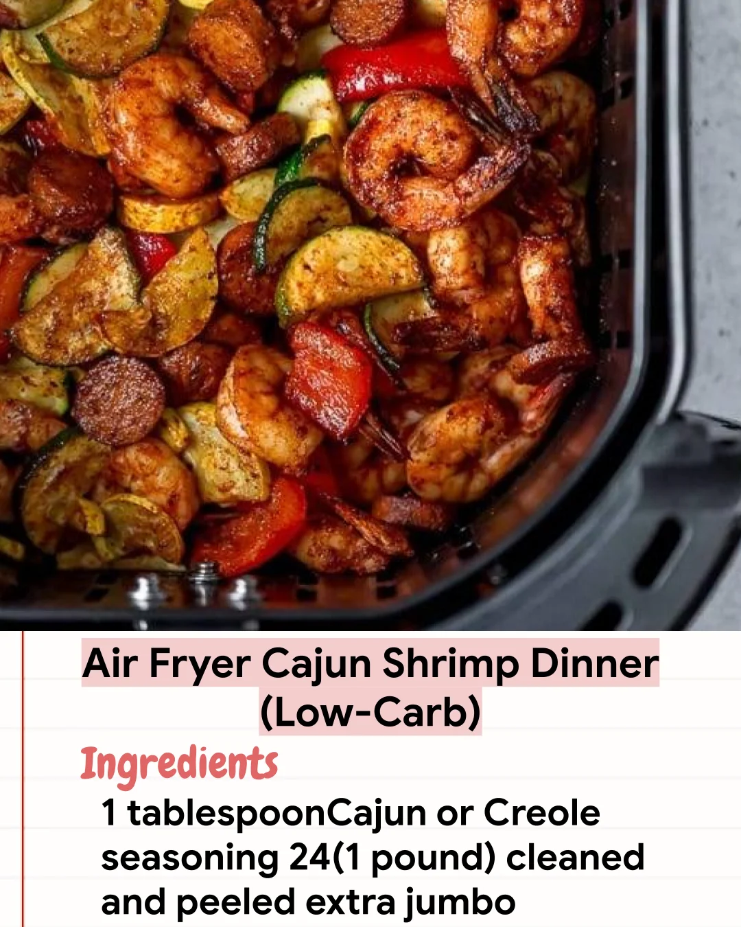 Low Carb Recipe Air Fryer Cajun Shrimp Dinner (Low-Carb)
