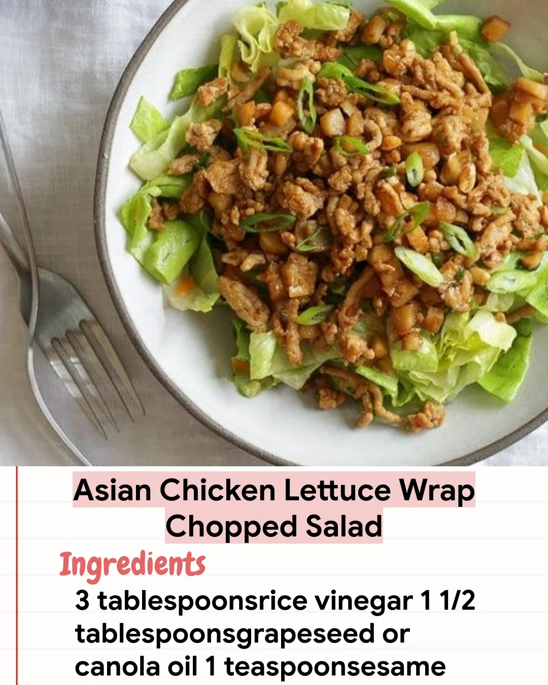 Low Carb Recipe Asian Chicken Lettuce Wrap Chopped Salad