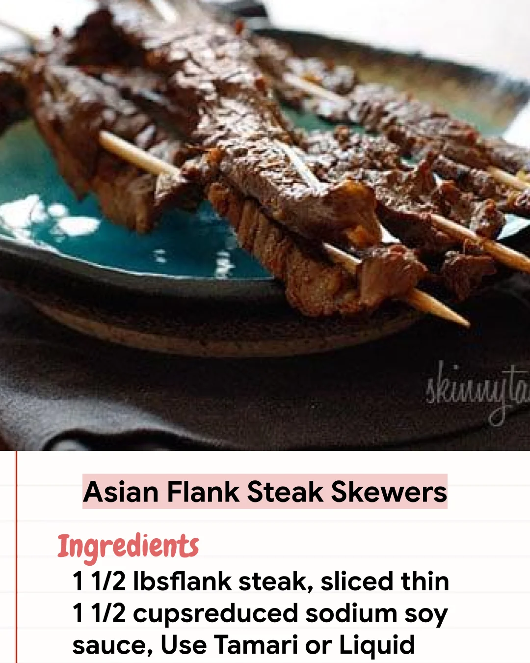 Low Carb Recipe Asian Flank Steak Skewers