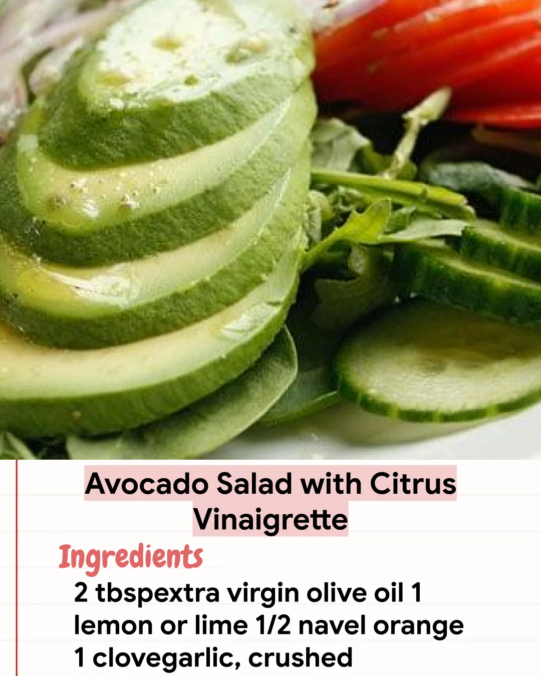 Low Carb Recipe Avocado Salad with Citrus Vinaigrette