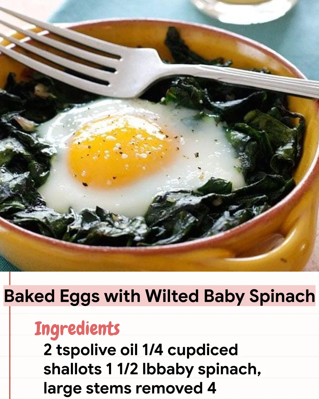 Low Carb Recipe Baked Eggs with Wilted Baby Spinach