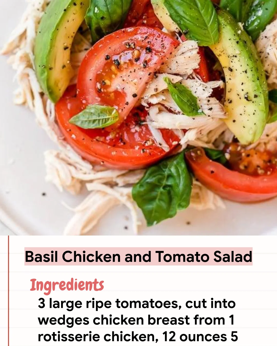 Low Carb Recipe Basil Chicken and Tomato Salad