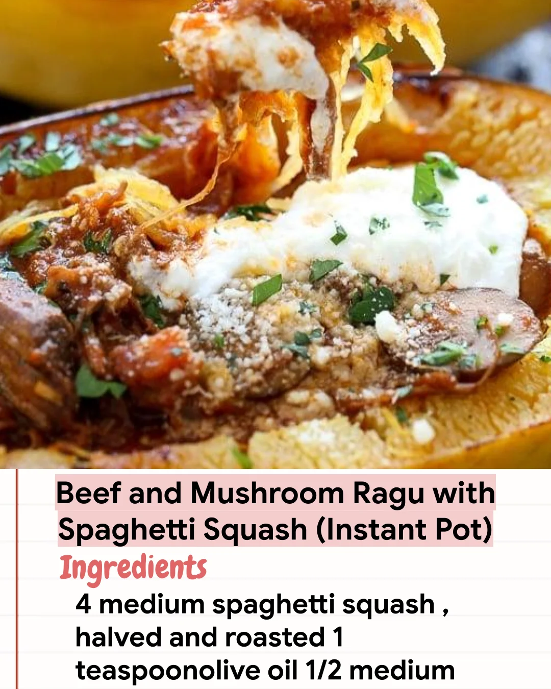 Low Carb Recipe Beef and Mushroom Ragu with Spaghetti Squash (Instant Pot)