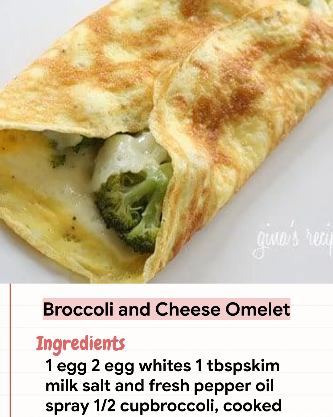 Low Carb Recipe Broccoli and Cheese Omelet