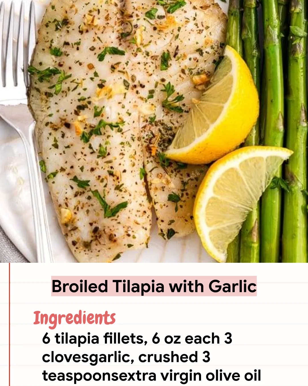 Low Carb Recipe Broiled Tilapia with Garlic
