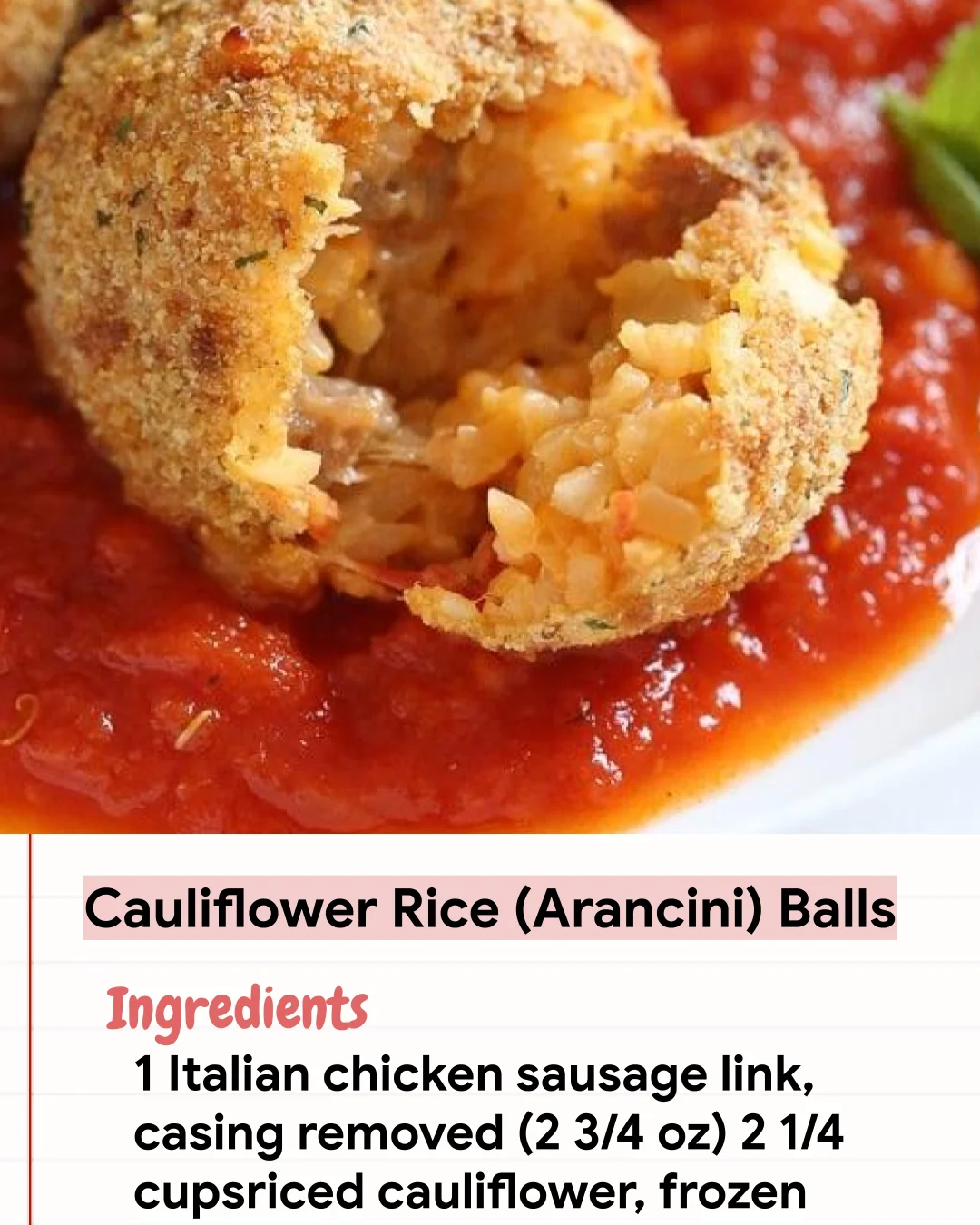 Low Carb Recipe Cauliflower Rice (Arancini) Balls