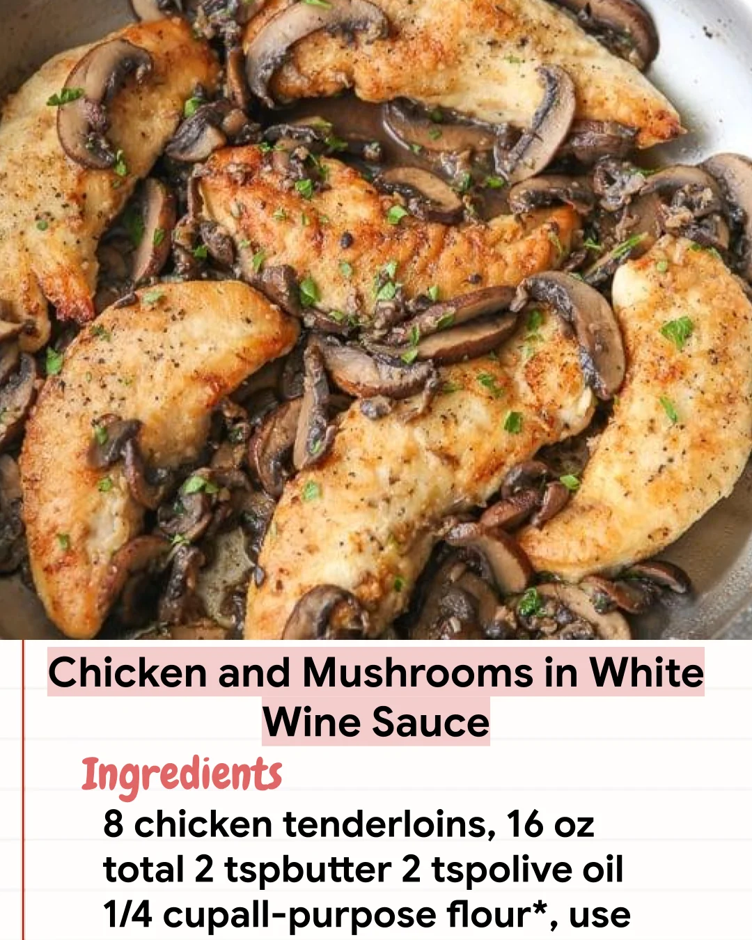 Low Carb Recipe Chicken and Mushrooms in White Wine Sauce