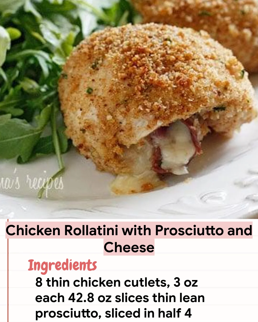 Low Carb Recipe Chicken Rollatini with Prosciutto and Cheese