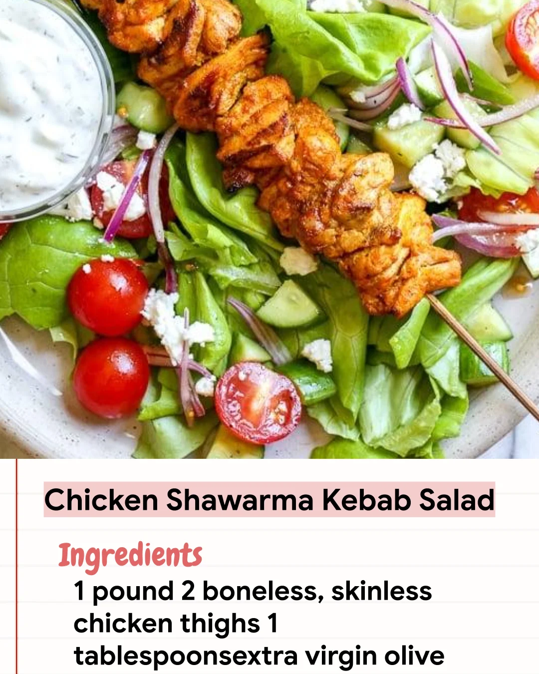 Low Carb Recipe Chicken Shawarma Kebab Salad