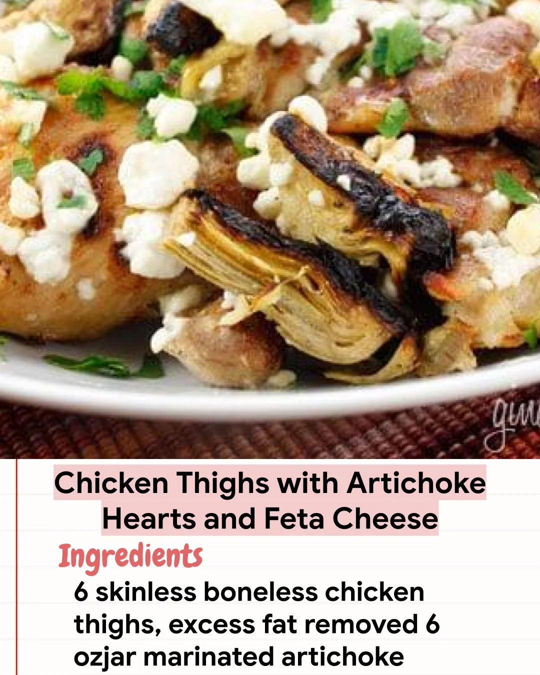Low Carb Recipe Chicken Thighs with Artichoke Hearts and Feta Cheese