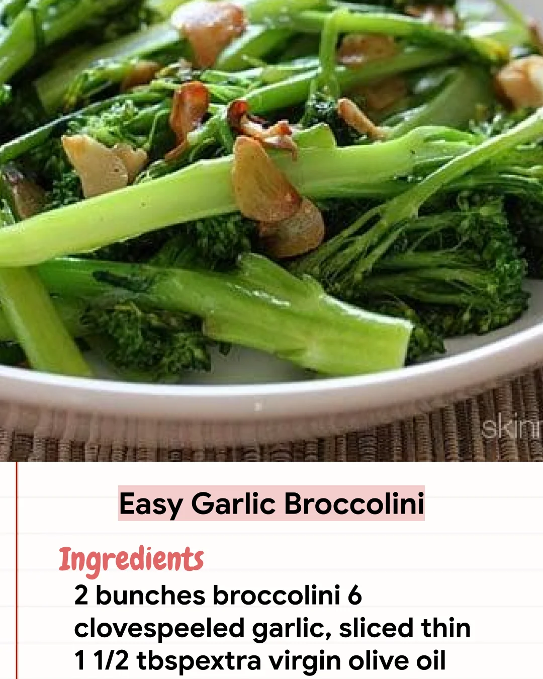 Low Carb Recipe Easy Garlic Broccolini