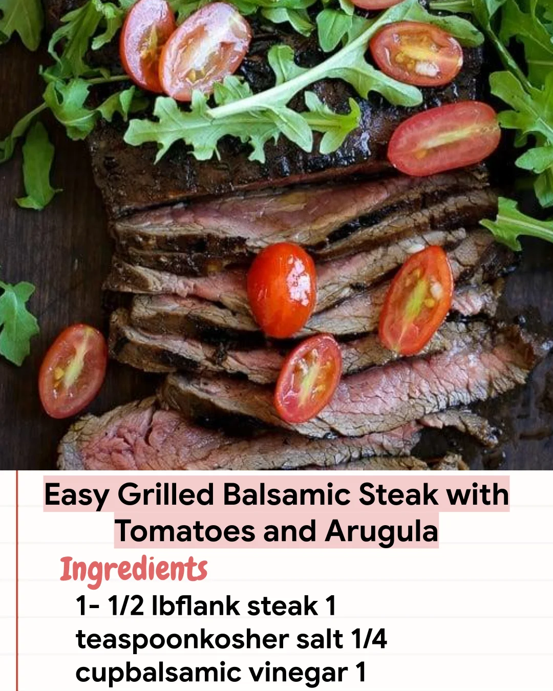 Low Carb Recipe Easy Grilled Balsamic Steak with Tomatoes and Arugula