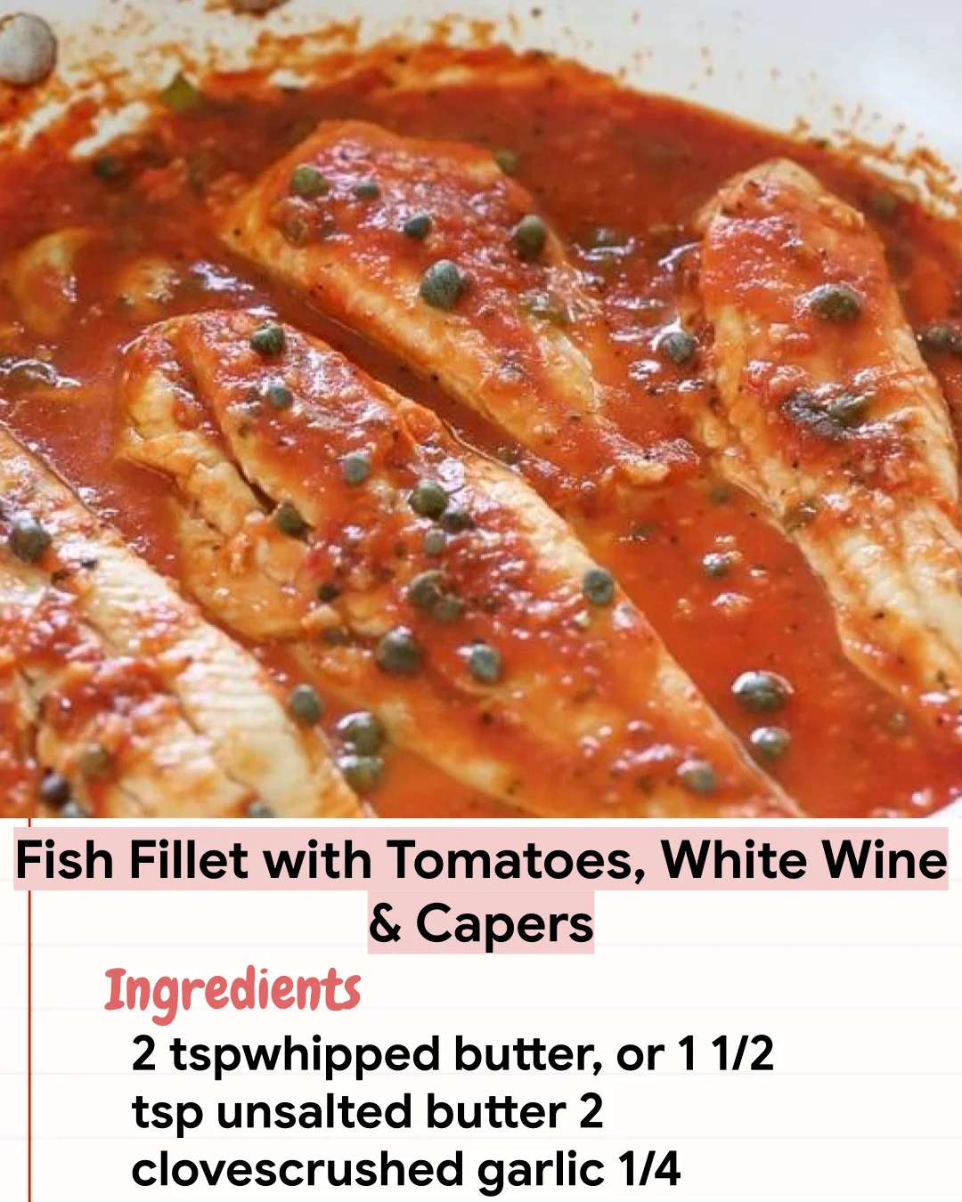 Low Carb Recipe Fish Fillet with Tomatoes, White Wine & Capers