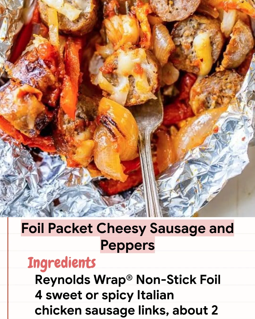 Low Carb Recipe Foil Packet Cheesy Sausage and Peppers