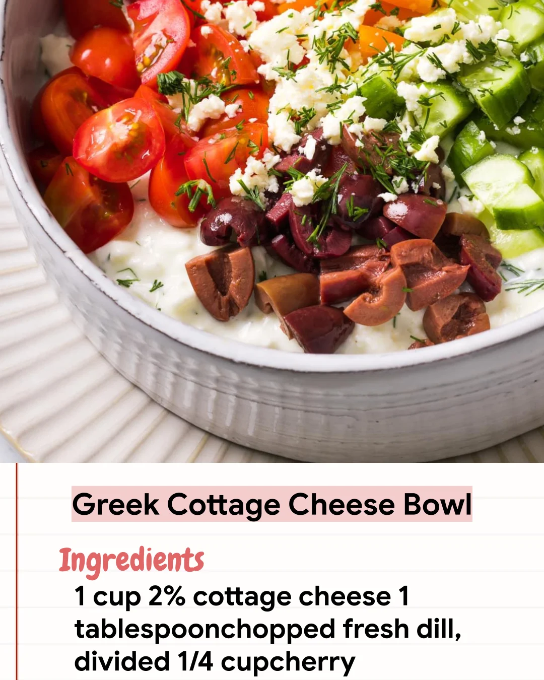 Low Carb Recipe Greek Cottage Cheese Bowl