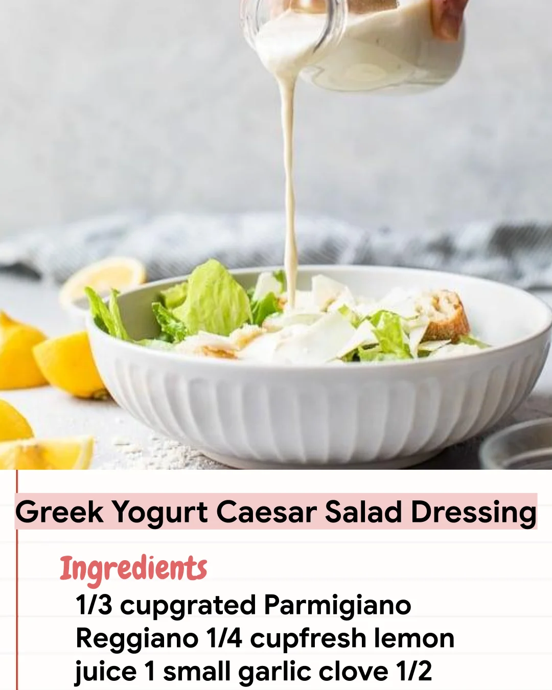 Low Carb Recipe Greek Yogurt Caesar Salad Dressing