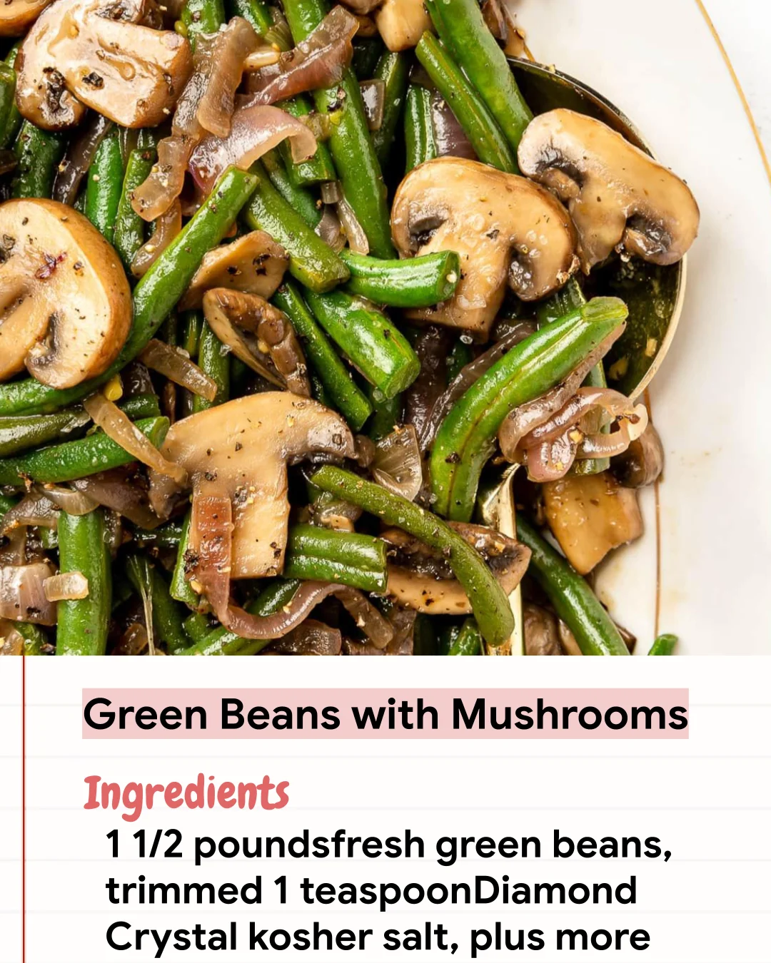 Low Carb Recipe Green Beans with Mushrooms