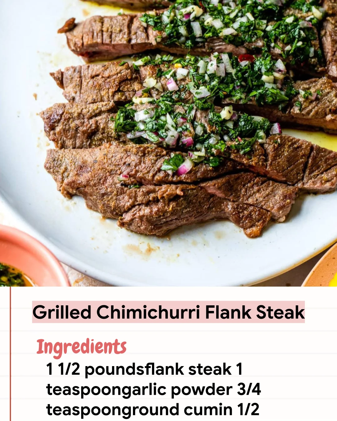 Low Carb Recipe Grilled Chimichurri Flank Steak