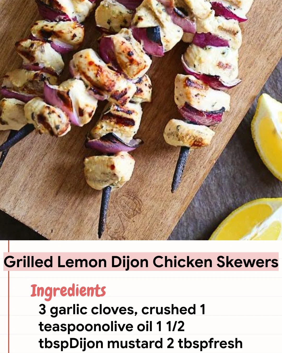 Low Carb Recipe Grilled Lemon Dijon Chicken Skewers