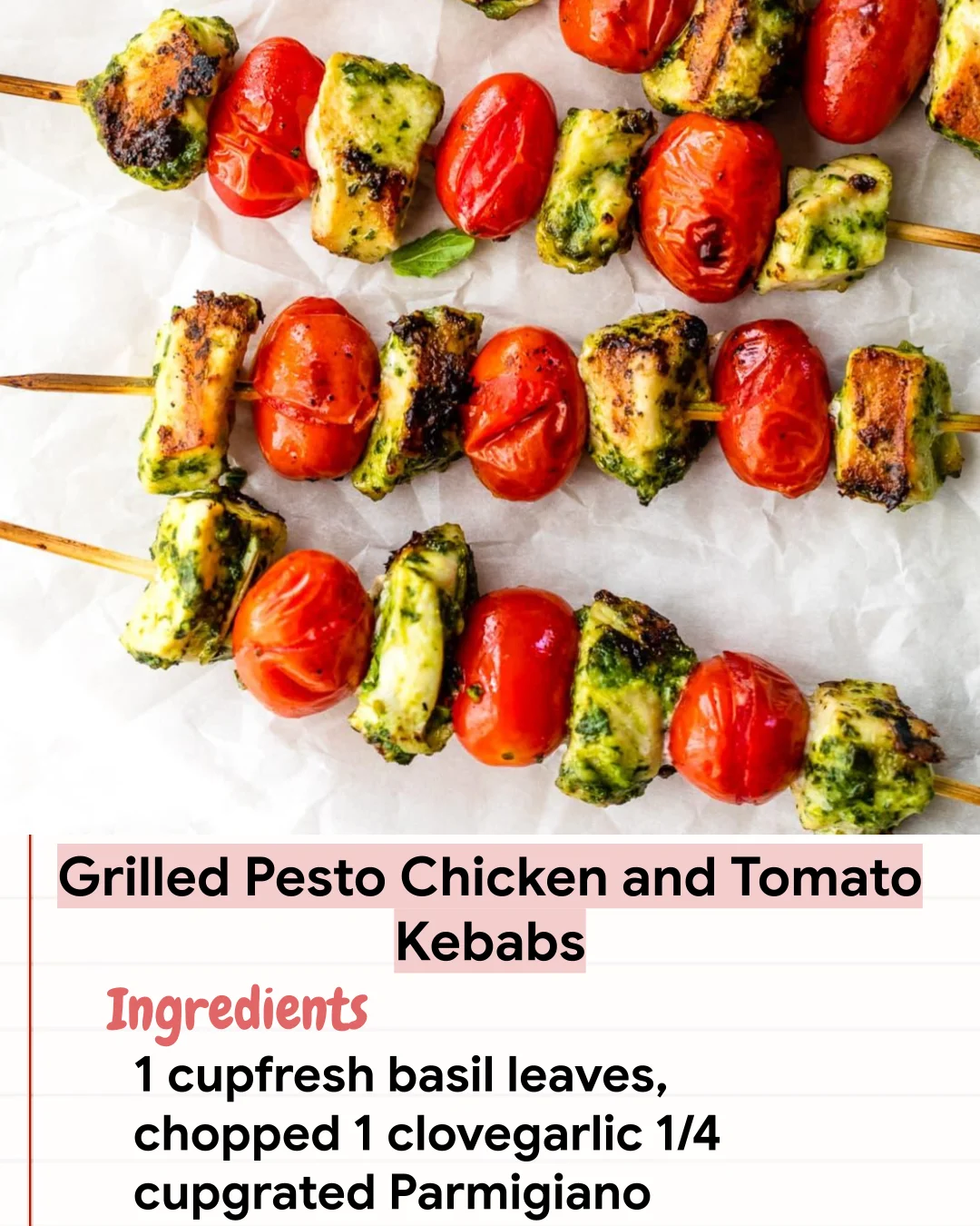 Low Carb Recipe Grilled Pesto Chicken and Tomato Kebabs