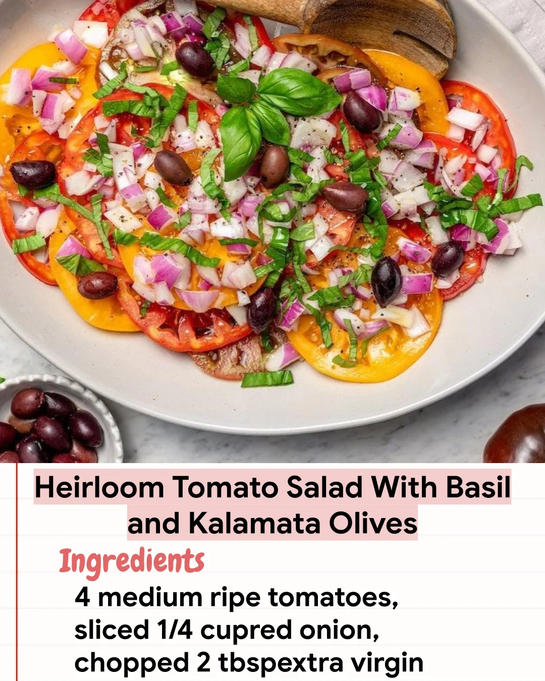 Low Carb Recipe Heirloom Tomato Salad With Basil and Kalamata Olives