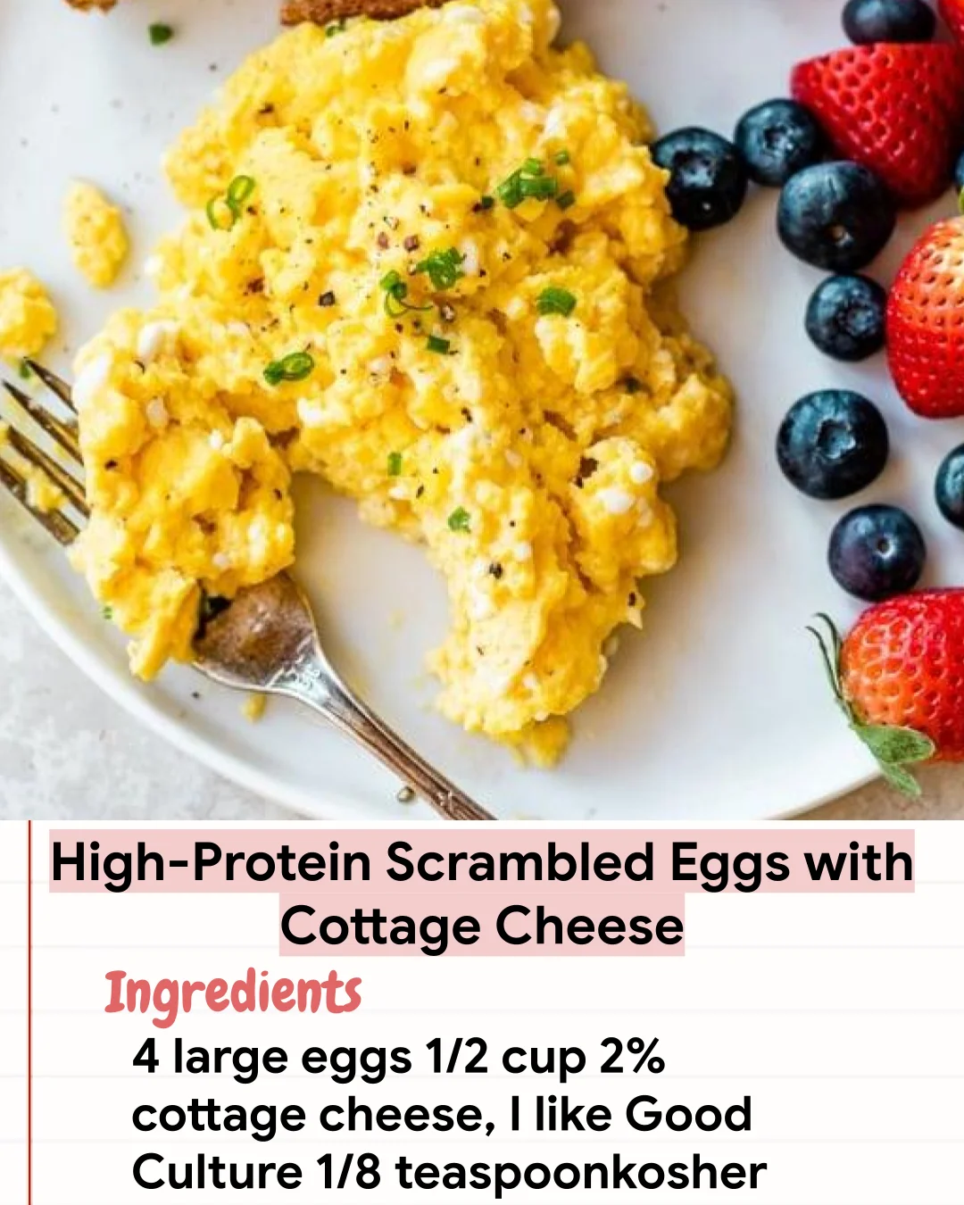 Low Carb Recipe High-Protein Scrambled Eggs with Cottage Cheese