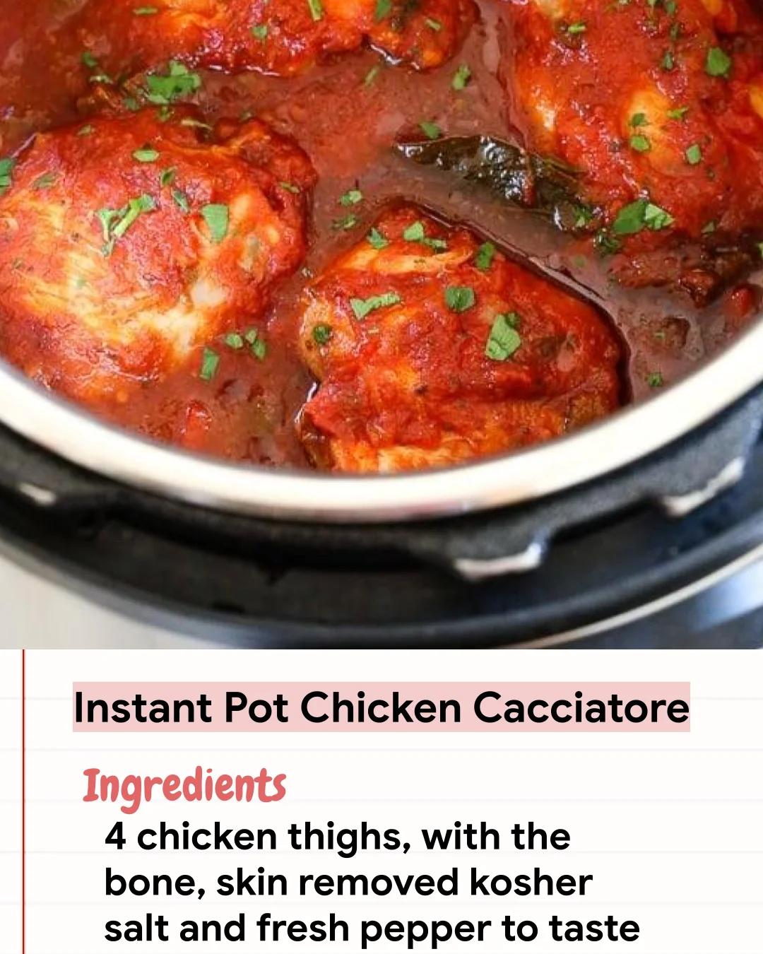Low Carb Recipe Instant Pot Chicken Cacciatore