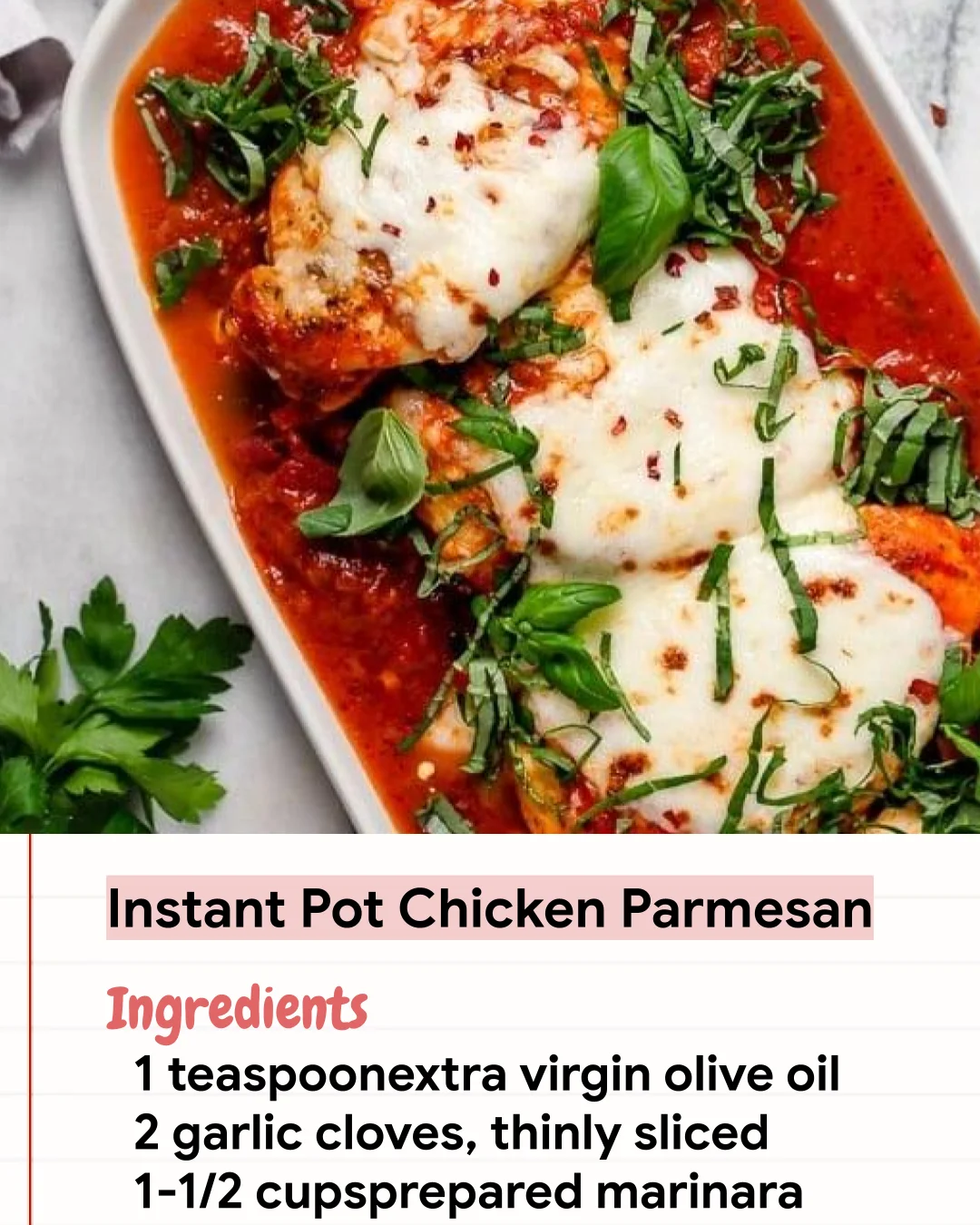 Low Carb Recipe Instant Pot Chicken Parmesan