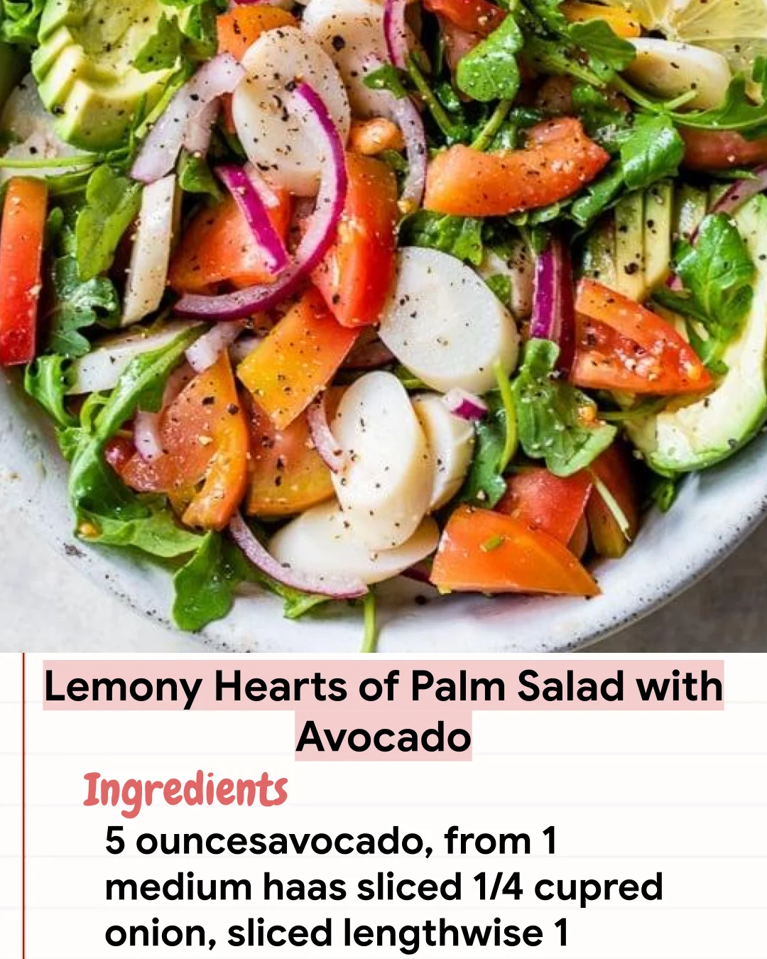 Low Carb Recipe Lemony Hearts of Palm Salad with Avocado