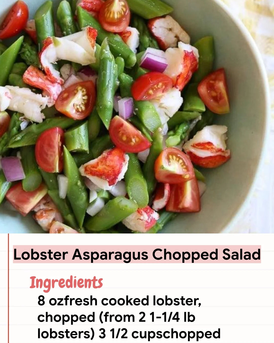 Low Carb Recipe Lobster Asparagus Chopped Salad