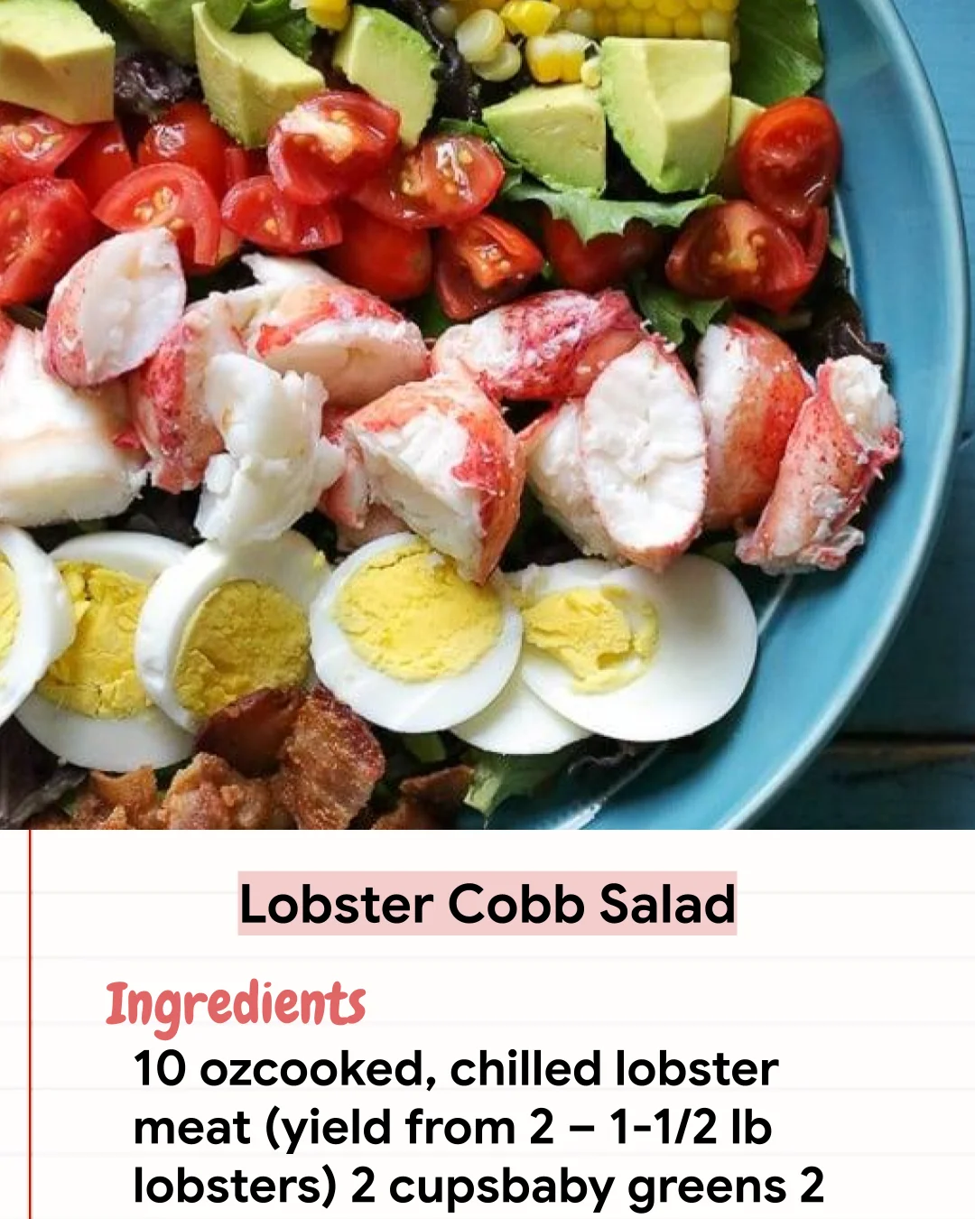 Low Carb Recipe Lobster Cobb Salad
