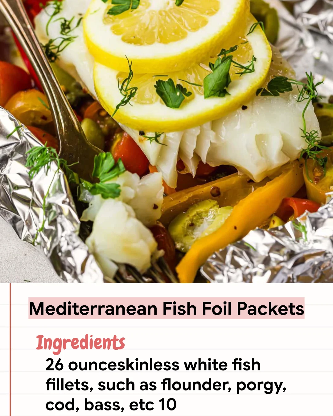 Low Carb Recipe Mediterranean Fish Foil Packets