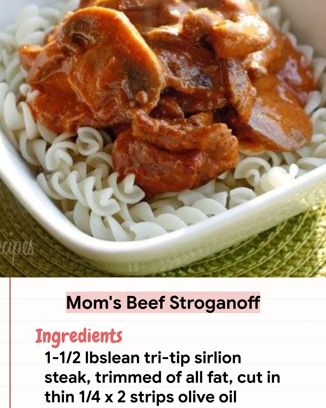 Low Carb Recipe Mom’s Beef Stroganoff