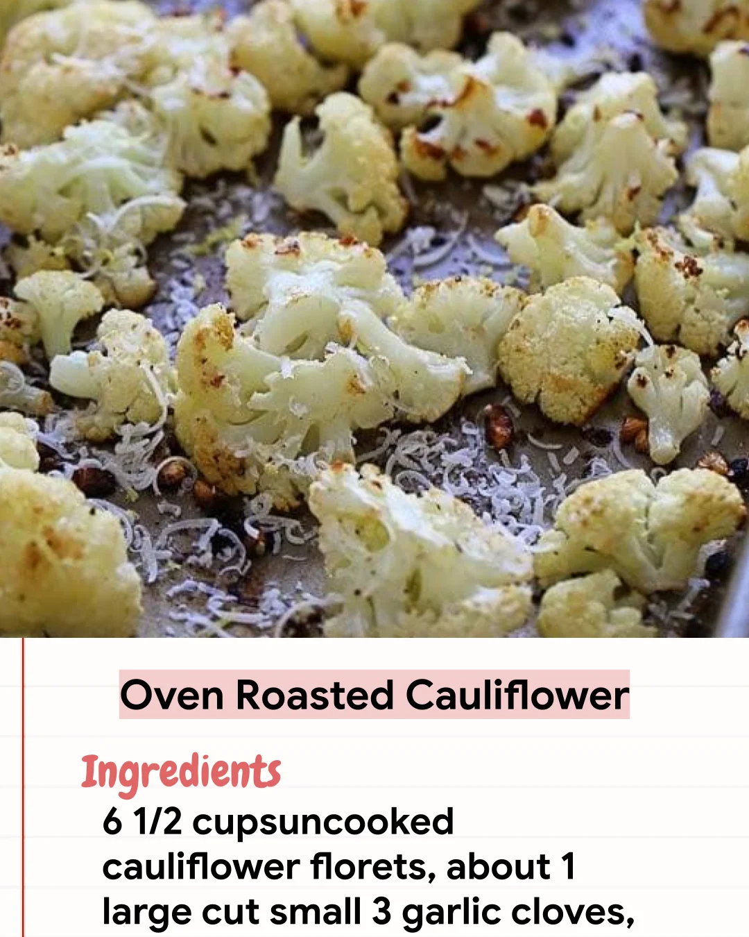 Low Carb Recipe Oven Roasted Cauliflower